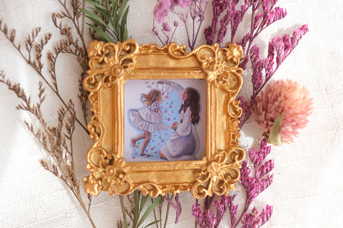Mom & Daughter - Miniature Framed Magnet