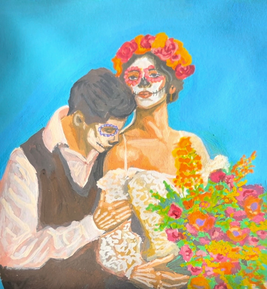 Day Of The Dead - Round Minatare framed Magnets