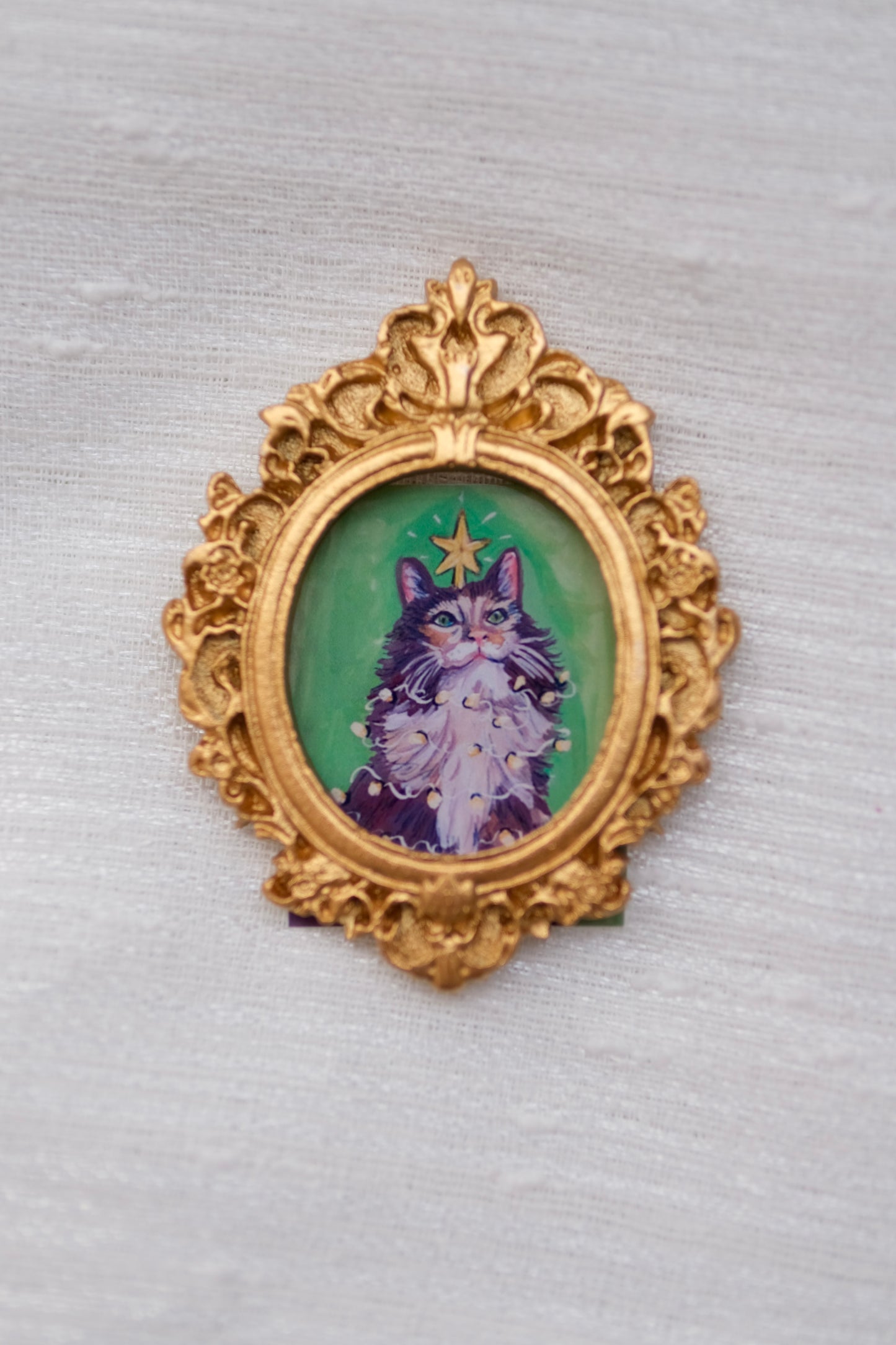 Christmas Cat - Miniature Framed Magnet