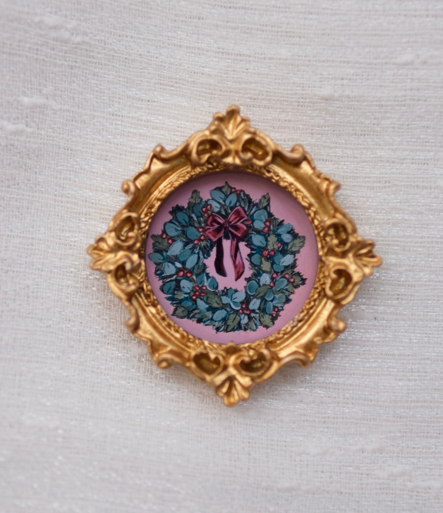 Christmas Wreath - Miniature Framed Magnet