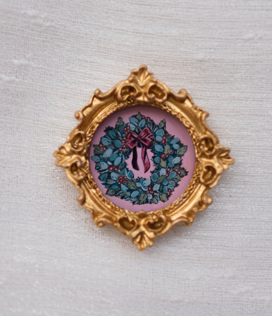 Christmas Wreath - Miniature Framed Magnet
