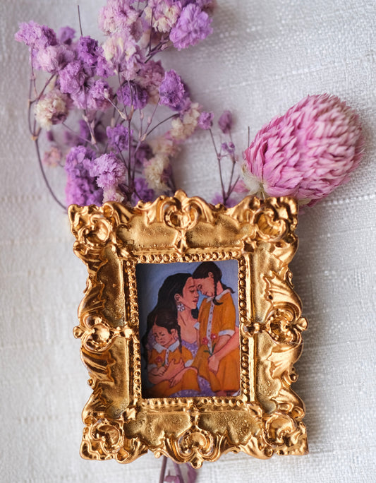 Mother & Her Two Girls - Miniature Framed Magnet