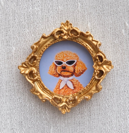 Toy Poodle in Fashion - Miniature Framed Magnet