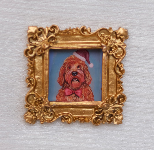 Christmas Dog - Miniature Framed Magnet