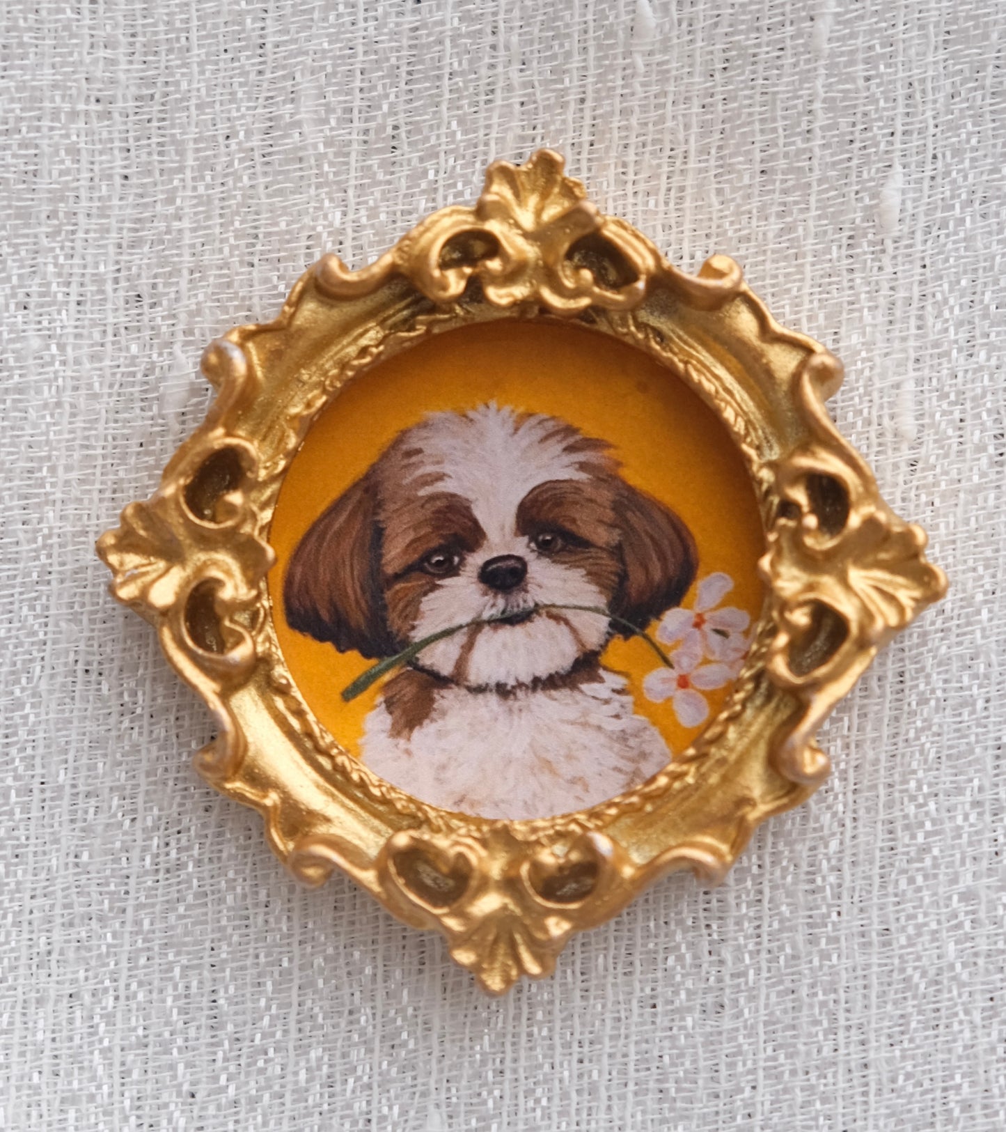 Shih tzu Flower Collection - Miniature Framed Magnet