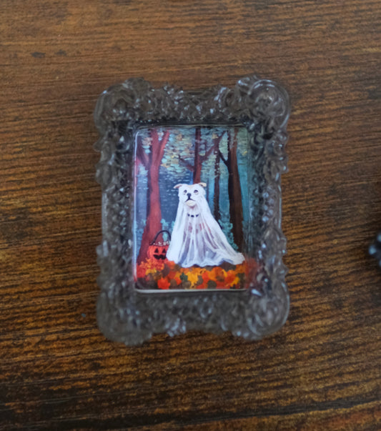 Ghost Dog - Dark Miniature Framed Magnet