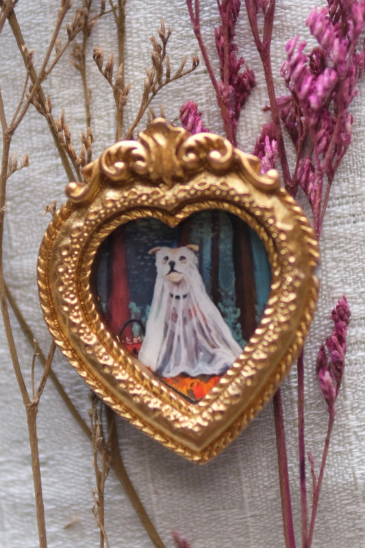 Ghost Dog - Heart Miniature Framed Magnets