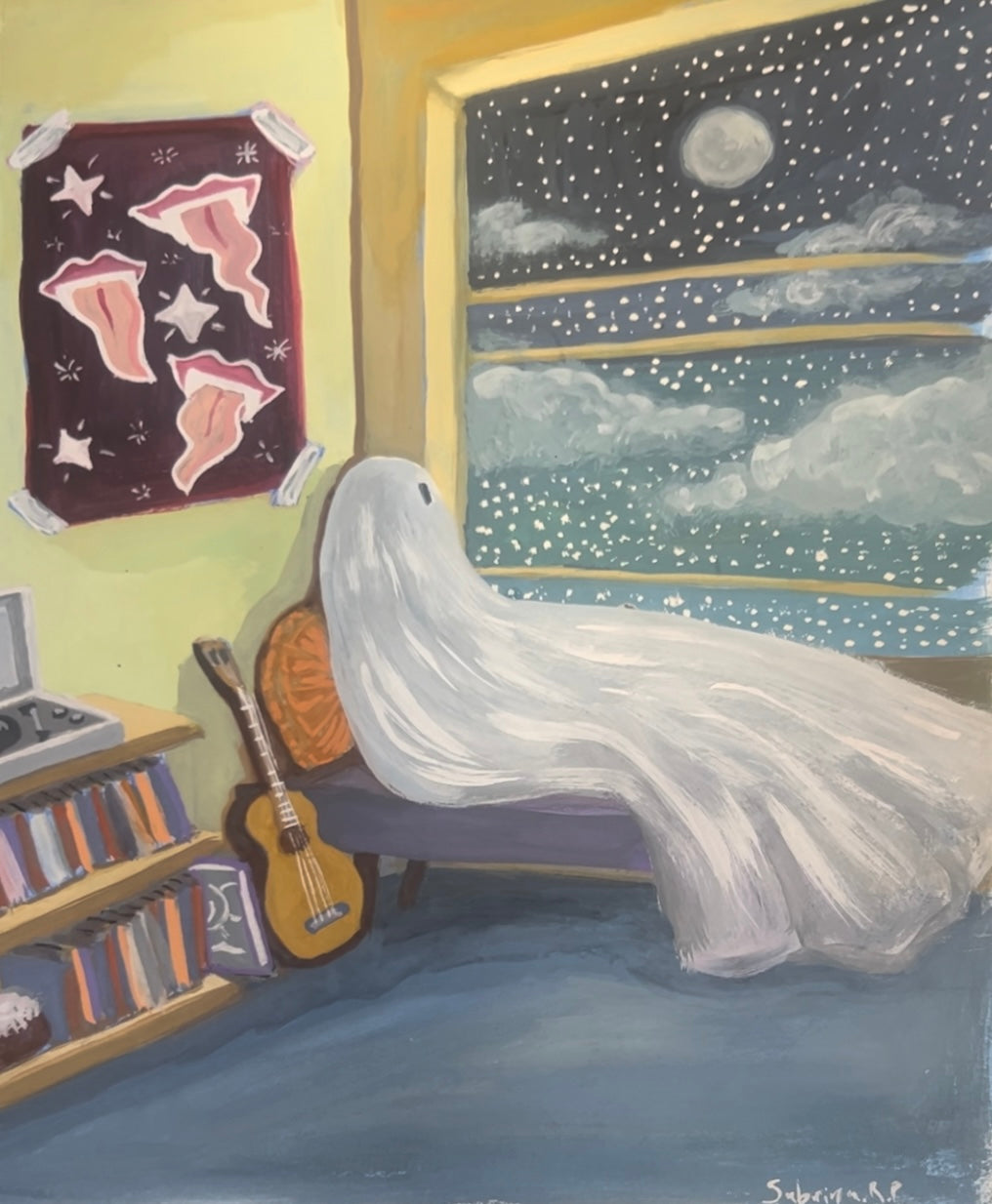 Ghost In Room - Rectangle Miniature Framed Magnet