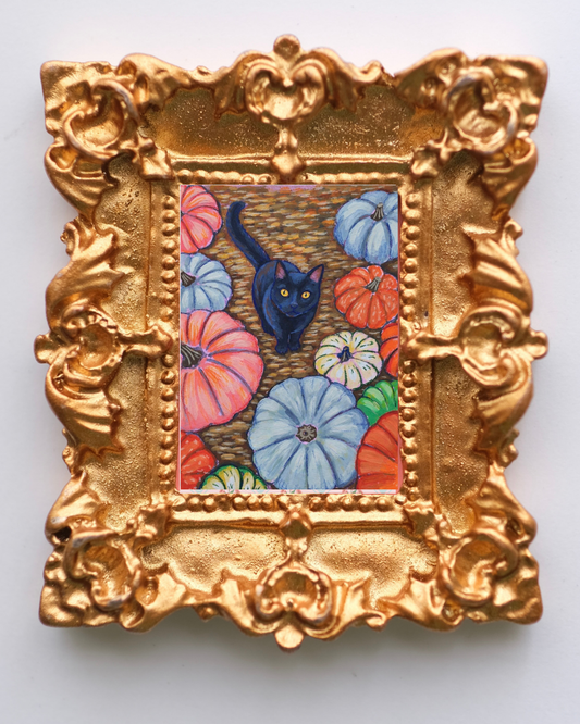 Pumpkin Patch Cat - Art Magnet